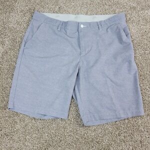 Adidas Mens 36 Gray Herringbone Elastic Waist Chino Stretch Golf Shorts